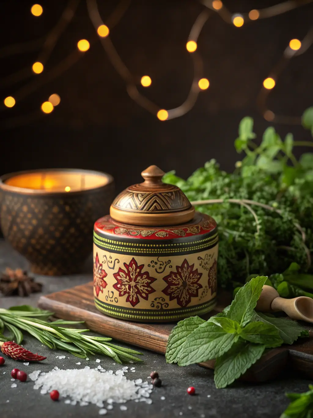 A serene image of a Thai herbal compress being prepared, showcasing the natural ingredients used in traditional Thai massage at LotusWellness.co.nz.